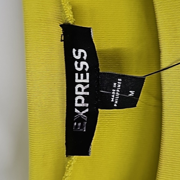 Express Chartreuse Scoop Neck Bodycon Dress Rusched Sides - Picture 4 of 17